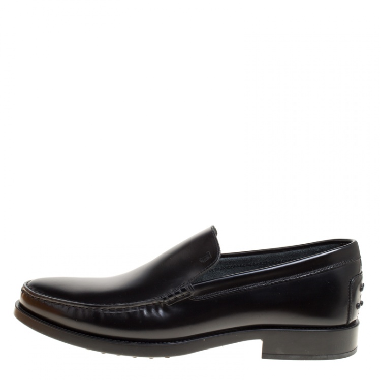 مملوكة مسبقًا Tod's Black Glazed Leather Loafers Size 45