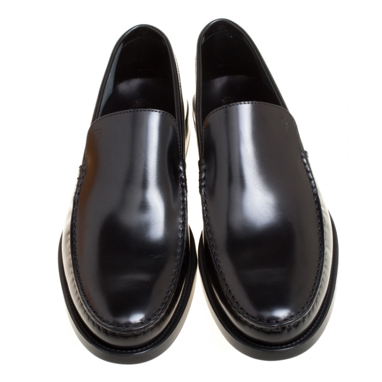 مملوكة مسبقًا Tod's Black Glazed Leather Loafers Size 45