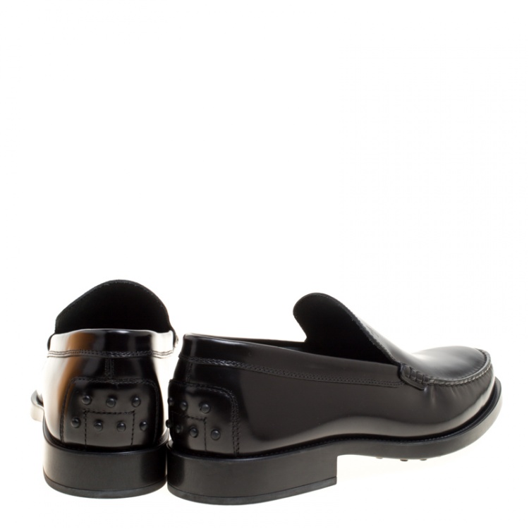 مملوكة مسبقًا Tod's Black Glazed Leather Loafers Size 45