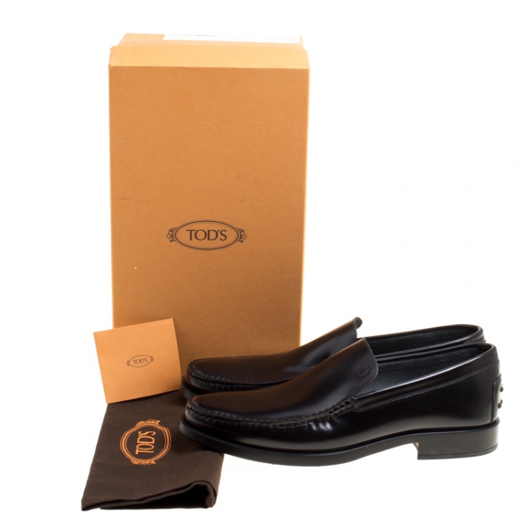 مملوكة مسبقًا Tod's Black Glazed Leather Loafers Size 45