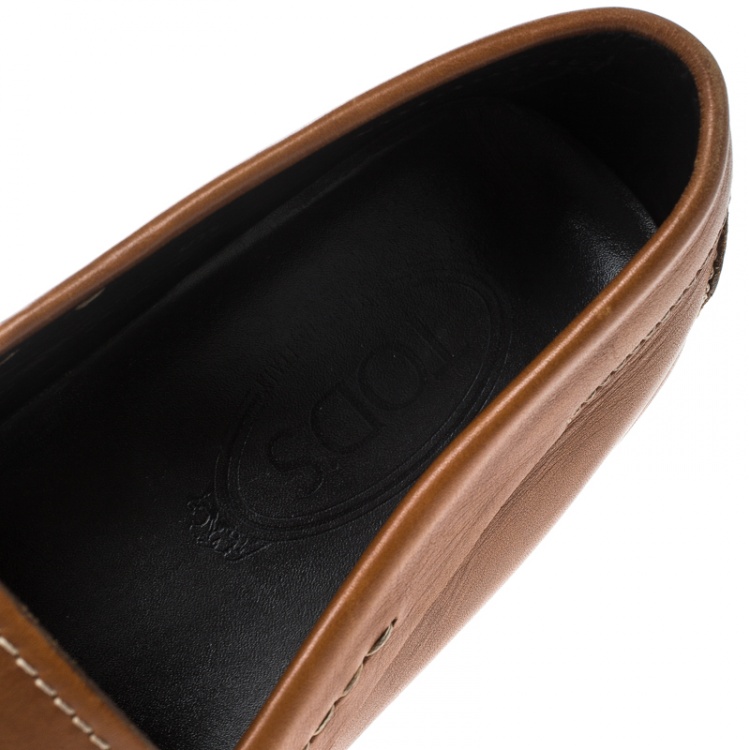 Pre Owned Tod's Tan Leather City Gommino Penny Loafers Size 42.5