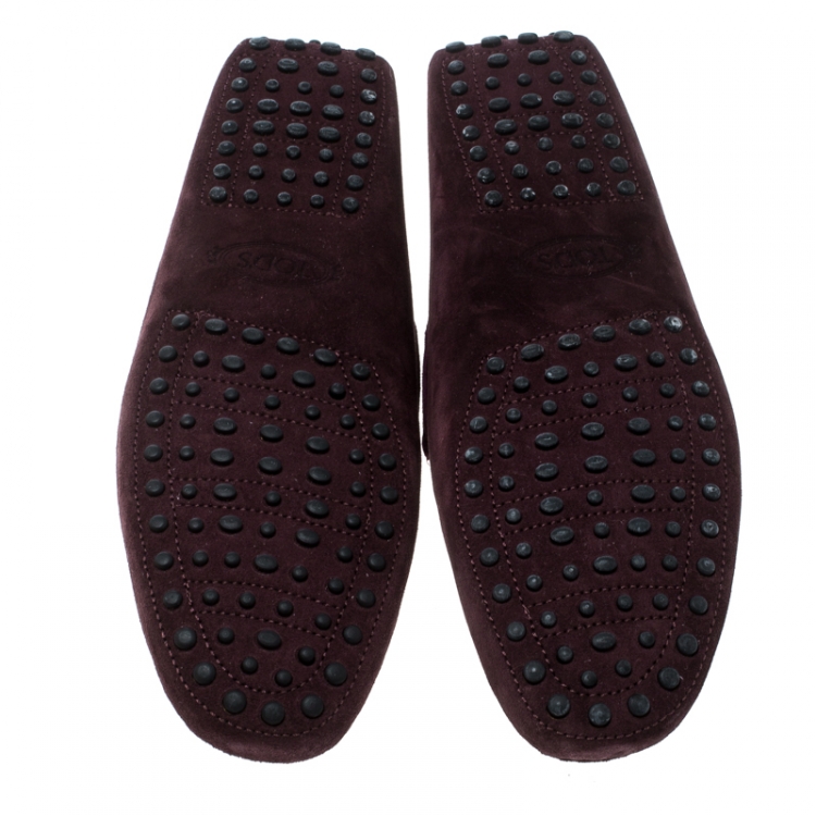 Pre Owned Tod's Purple Suede Penny Loafers Size 44.5