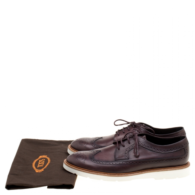 Pre Owned Tod's Brown Brogue Leather Wing Tip Derby Size 45.5 