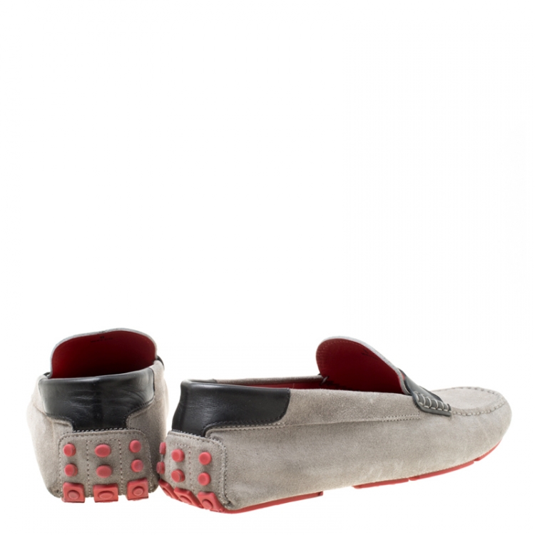 Pre Owned Tod's for Ferrari Grey Suede Gommino Loafers Size 42 