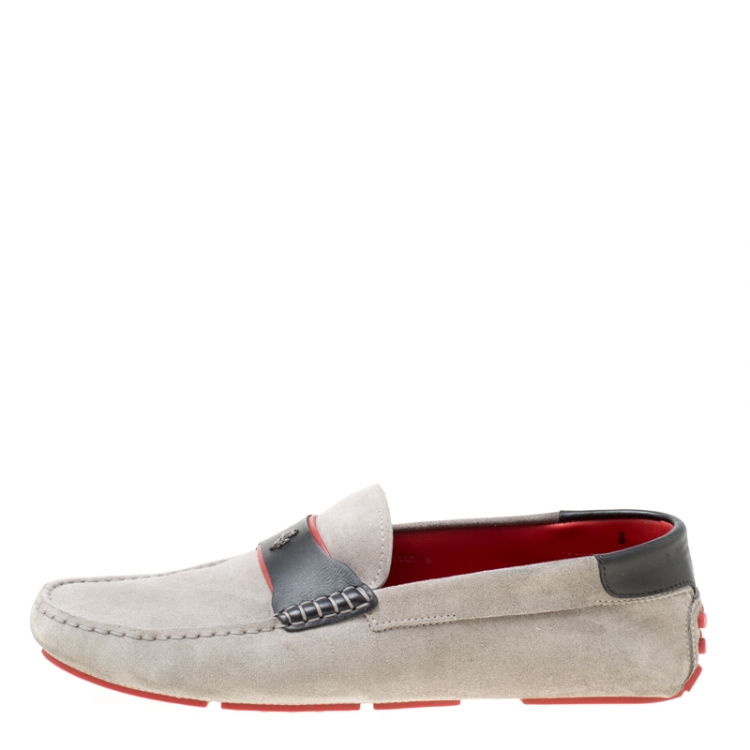 Pre Owned Tod's for Ferrari Grey Suede Gommino Loafers Size 42 