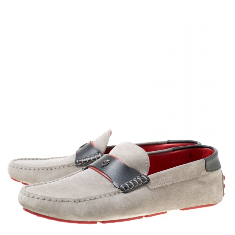Pre Owned Tod's for Ferrari Grey Suede Gommino Loafers Size 42 