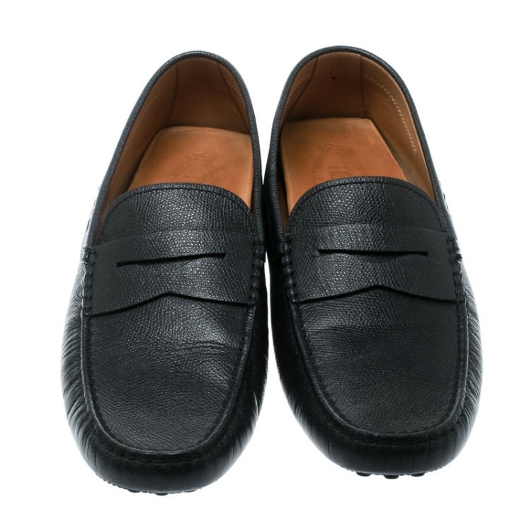 Pre Owned Tod's Dark Blue Leather Penny Moccasins Size 42.5