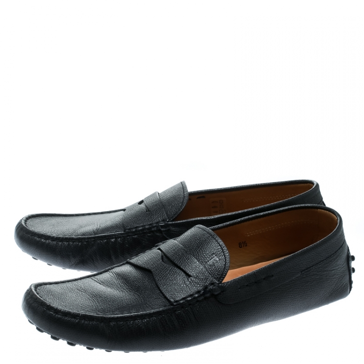 Pre Owned Tod's Dark Blue Leather Penny Moccasins Size 42.5