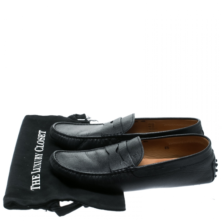 Pre Owned Tod's Dark Blue Leather Penny Moccasins Size 42.5