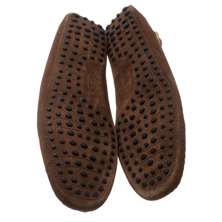مملوكة مسبقًا Tod's Two Tone Suede Bow Detail Driving Loafers Size 43