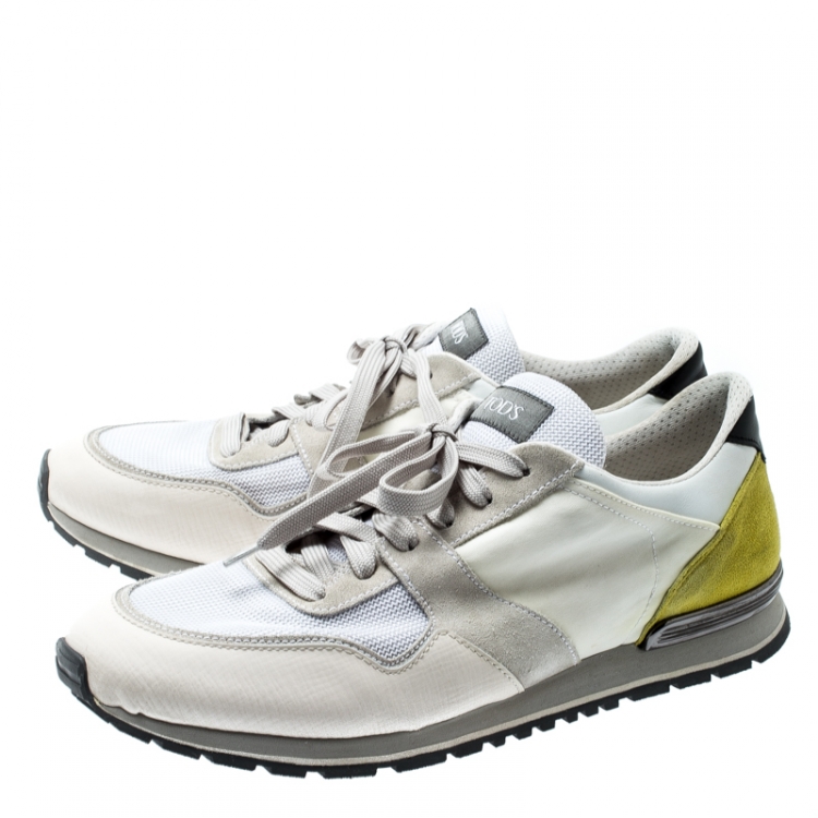 Pre Owned Tod's Tricolor Nylon Fabric And Suede Sneakers Size 46.5