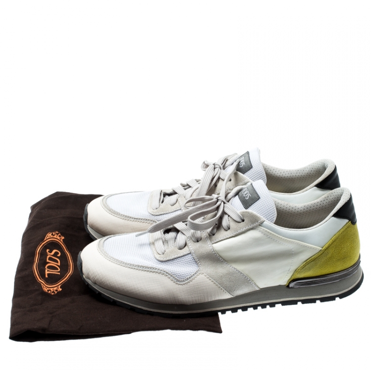Pre Owned Tod's Tricolor Nylon Fabric And Suede Sneakers Size 46.5