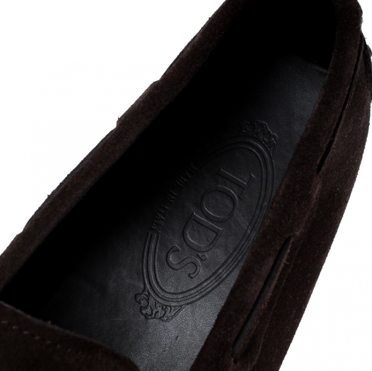 Pre Owned Tod's Brown Suede Bow Slip On Loafers Size 42