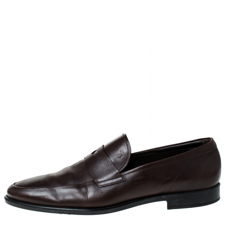 مملوكة مسبقًا Tod's Brown Leather Penny Loafers Size 44.5