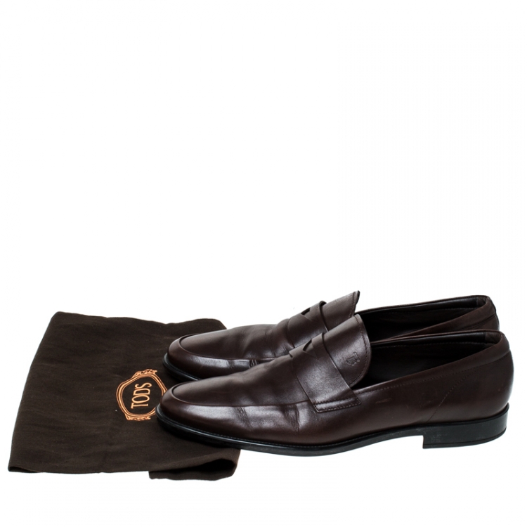 مملوكة مسبقًا Tod's Brown Leather Penny Loafers Size 44.5