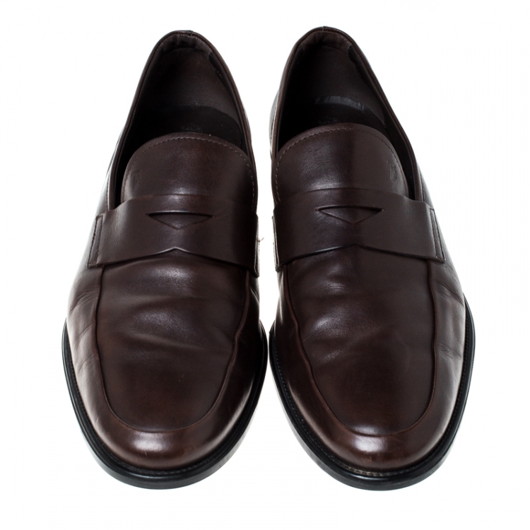 مملوكة مسبقًا Tod's Brown Leather Penny Loafers Size 44.5