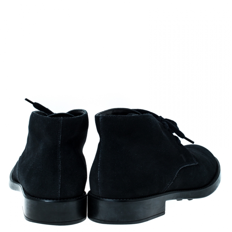 Pre Owned Tod's Dark Blue Suede Lace Up Desert Boots Size 44.5