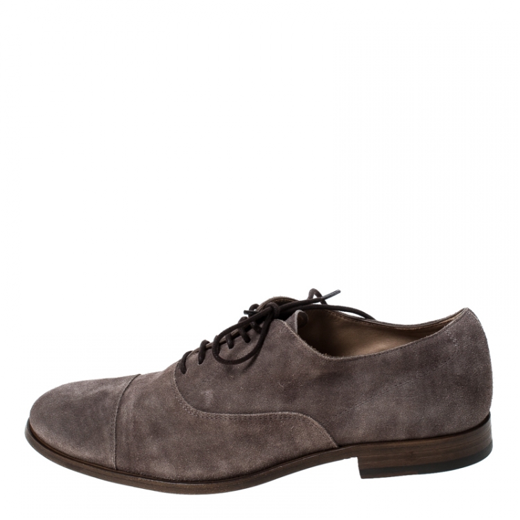 Pre Owned Tod's Grey Suede Lace Up Oxfords Size 42