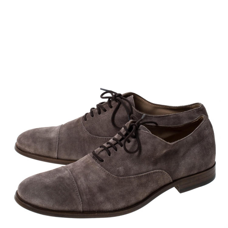 Pre Owned Tod's Grey Suede Lace Up Oxfords Size 42