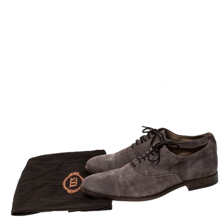 Pre Owned Tod's Grey Suede Lace Up Oxfords Size 42