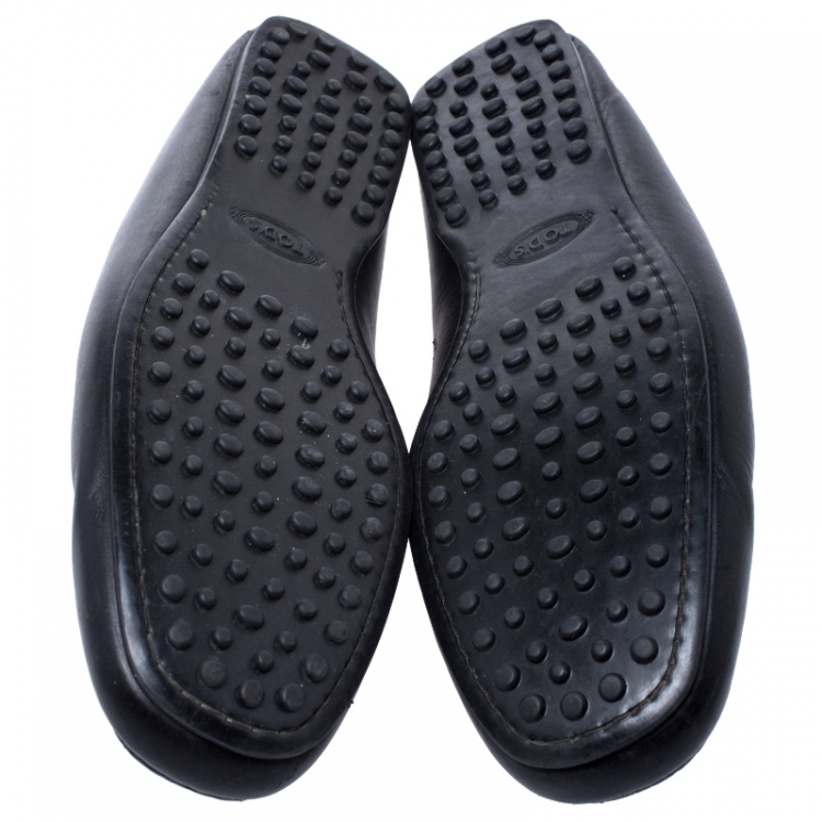 Pre Owned Tod's Black Leather Gommino Loafers Size 42.5