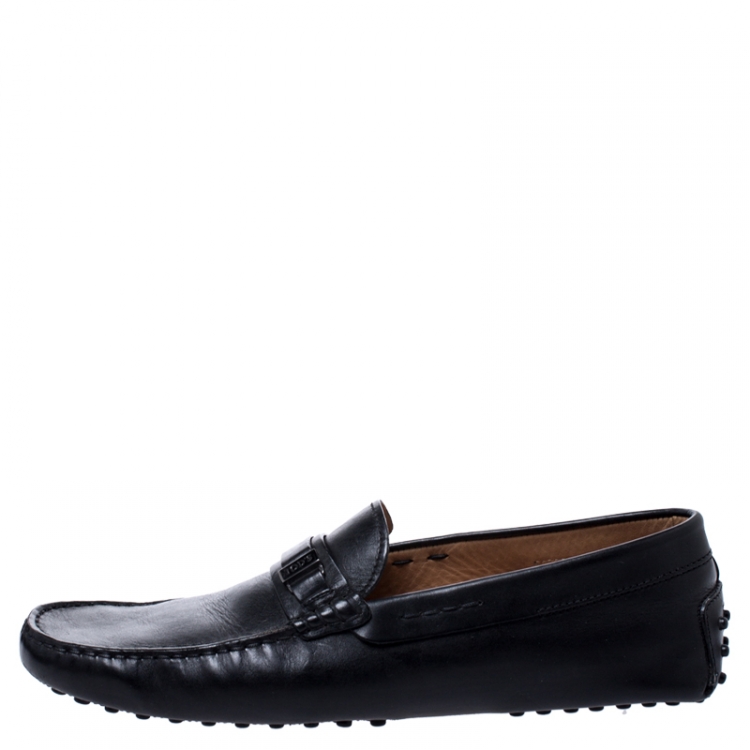 Pre Owned Tod's Black Leather Gommino Loafers Size 43