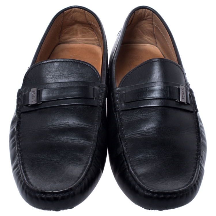 Pre Owned Tod's Black Leather Gommino Loafers Size 43