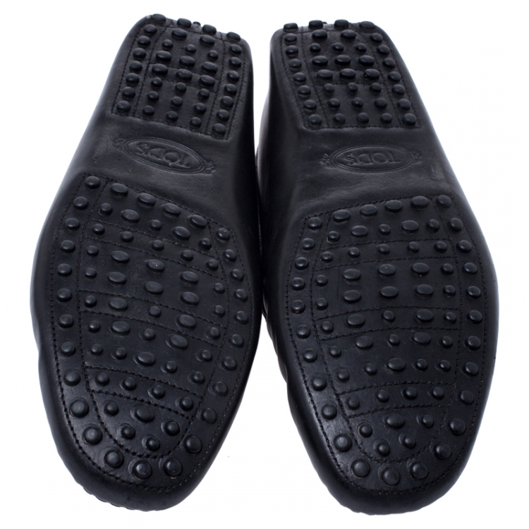 Pre Owned Tod's Black Leather Gommino Loafers Size 43