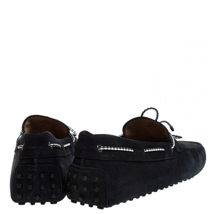 Pre Owned Tod's Dark Blue Suede New Gommini Loafer Size 42.5