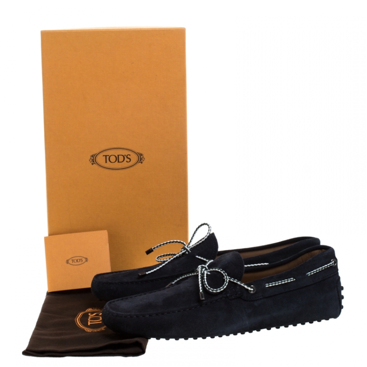 Pre Owned Tod's Dark Blue Suede New Gommini Loafer Size 42.5
