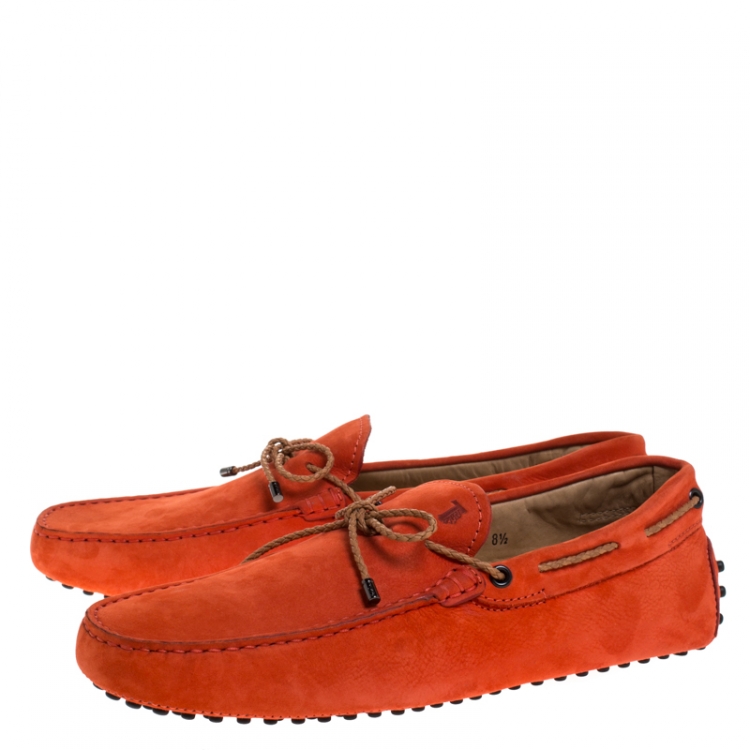 Pre Owned Tod's Orange Nubuck Leather  New Gommini Loafers Size 42.5