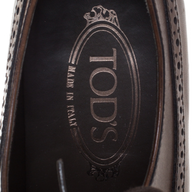Pre Owned Tod's Brown Leather Brogue Lace Up Derby Size 41.5