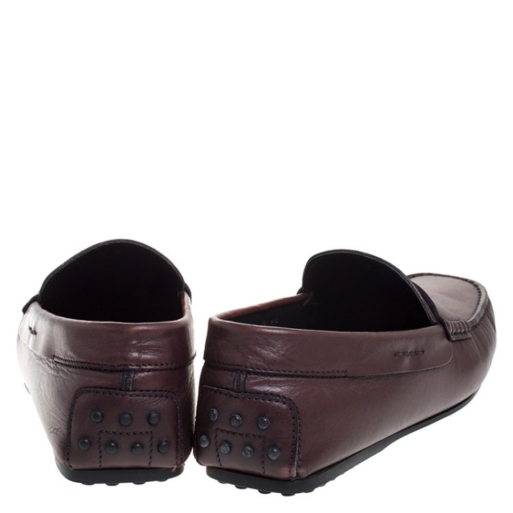Pre Owned Tod's Brown Leather Penny Slip On Loafers Size 41
