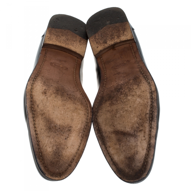 مملوكة مسبقًا Tod's Black Leather Penny Slip On Loafers Size 45
