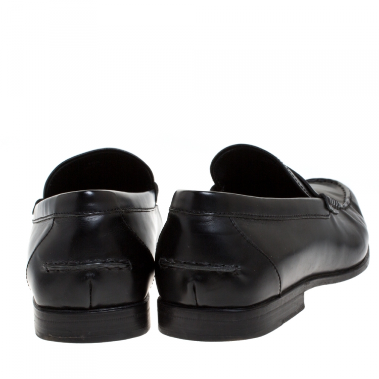 مملوكة مسبقًا Tod's Black Leather Penny Slip On Loafers Size 45