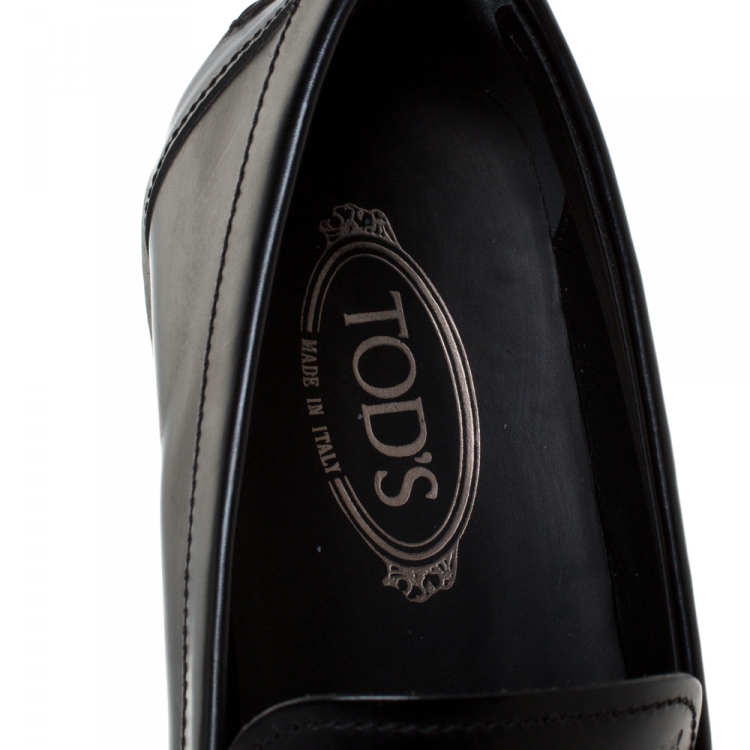 مملوكة مسبقًا Tod's Black Leather Penny Slip On Loafers Size 45