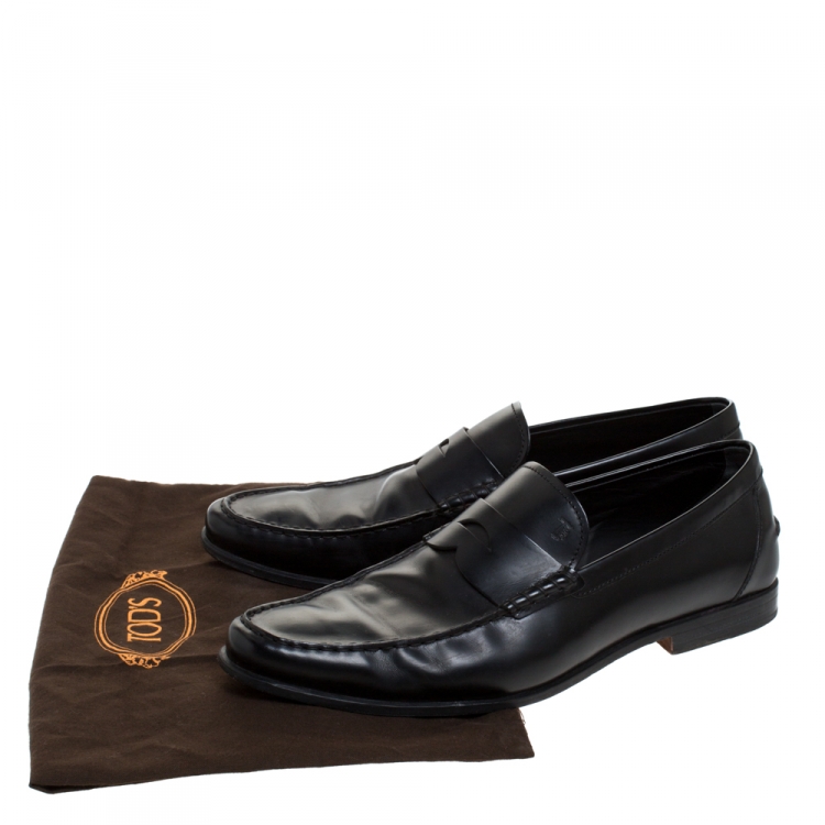 مملوكة مسبقًا Tod's Black Leather Penny Slip On Loafers Size 45