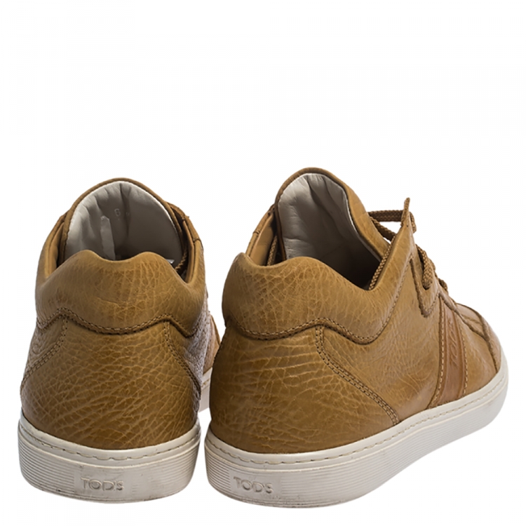 Pre Owned Tod's Brown Leather Low Top Sneakers Size 39.5