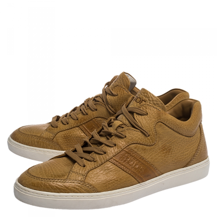 Pre Owned Tod's Brown Leather Low Top Sneakers Size 39.5