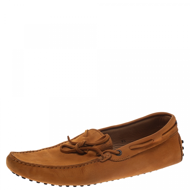 Pre Owned Tod's Tan Suede Bow Detail Driving Loafers Size 44