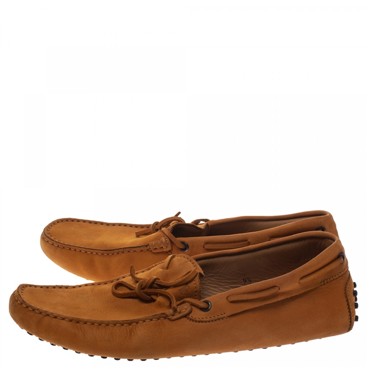Pre Owned Tod's Tan Suede Bow Detail Driving Loafers Size 44