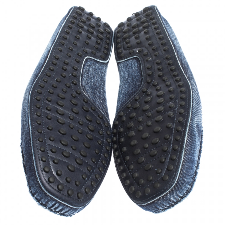 مملوكة مسبقًا Tod's Denim Fabric Slip On Loafers Size 43