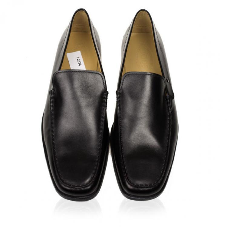 Pre Owned Tod's Black Leather Loafers Size 46