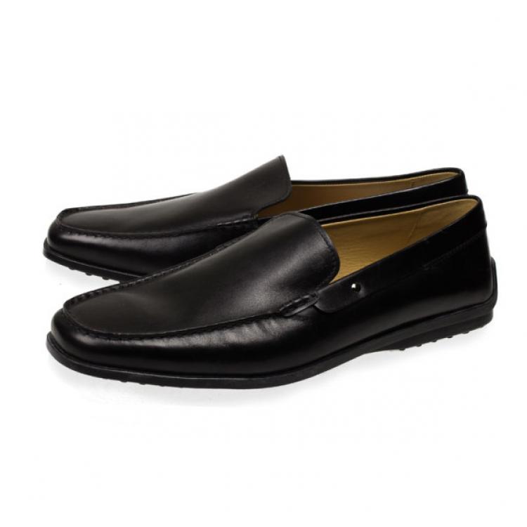 Pre Owned Tod's Black Leather Loafers Size 46