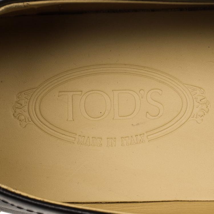 Pre Owned Tod's Black Leather Loafers Size 46