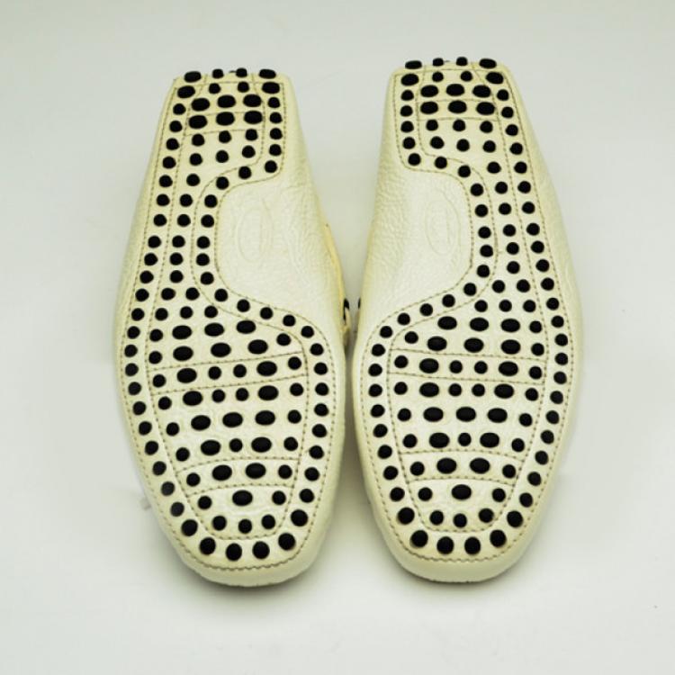 Pre Owned Tod's Cream Patent Gommino Driving Leather Loafers Size 37
