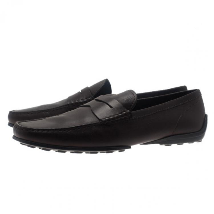 Pre Owned Tod's Brown Leather Penny Loafers Size 43