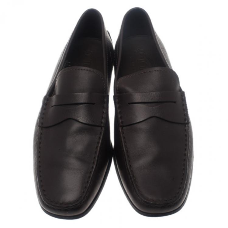 Pre Owned Tod's Brown Leather Penny Loafers Size 43