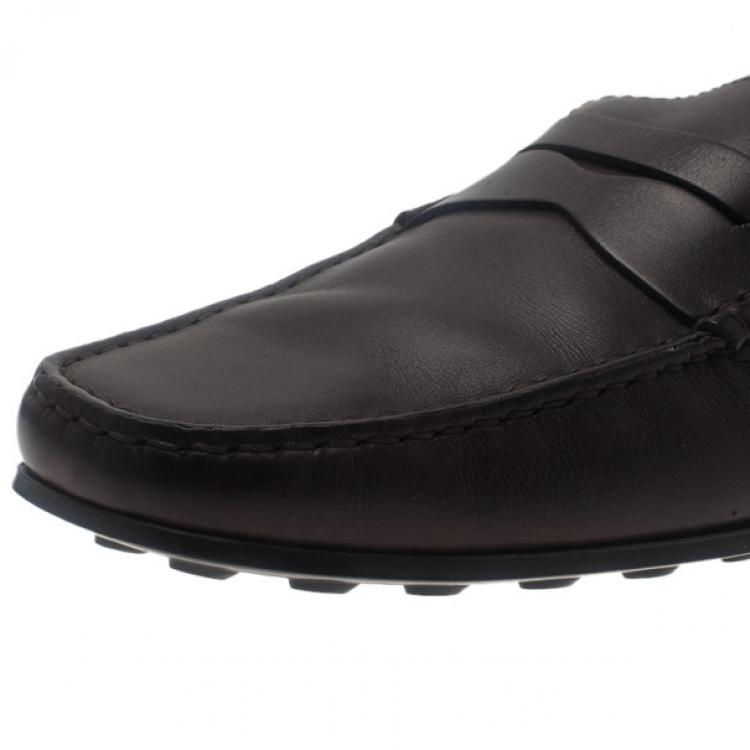 Pre Owned Tod's Brown Leather Penny Loafers Size 43