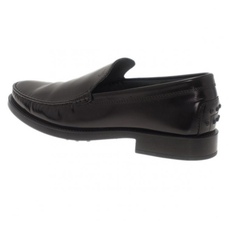 Pre Owned Tod's Black Leather Slip On Loafers Size 41